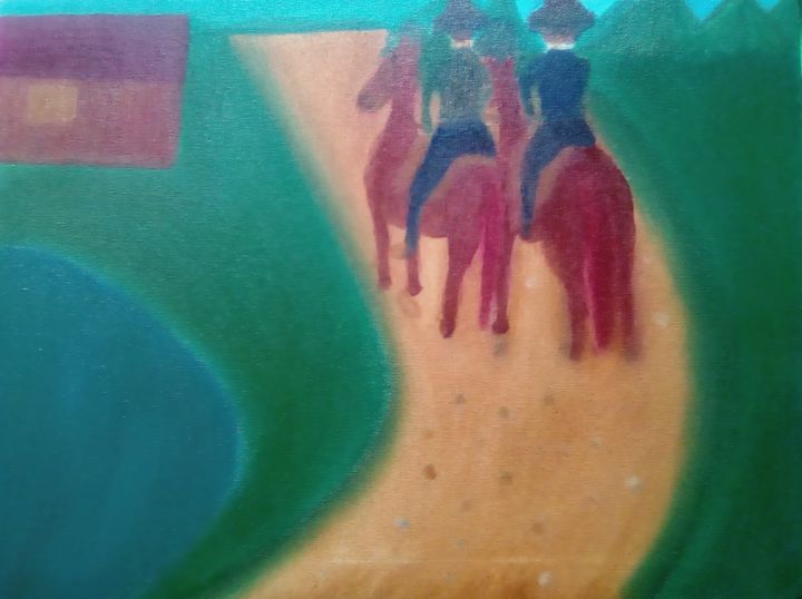 Painting titled "Passeio No Campo" by Tiago Lacerda (TS Lacerda), Original Artwork, Oil