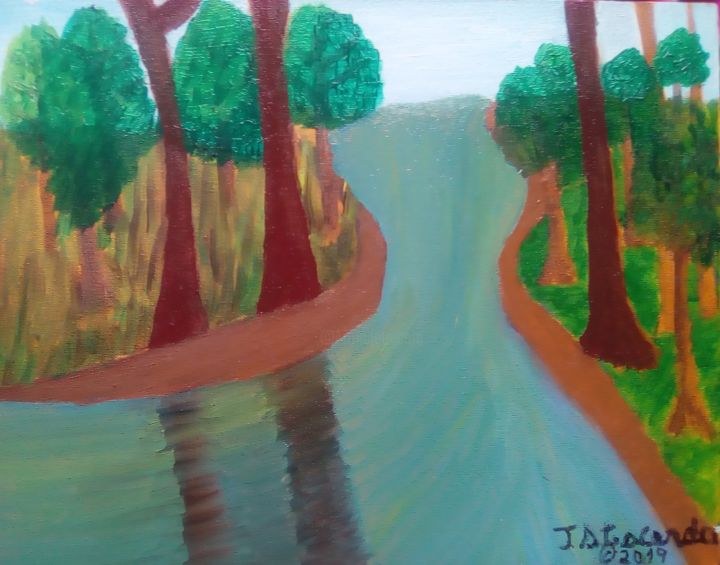 Pintura intitulada "O Rio" por Tiago Lacerda (TS Lacerda), Obras de arte originais, Óleo