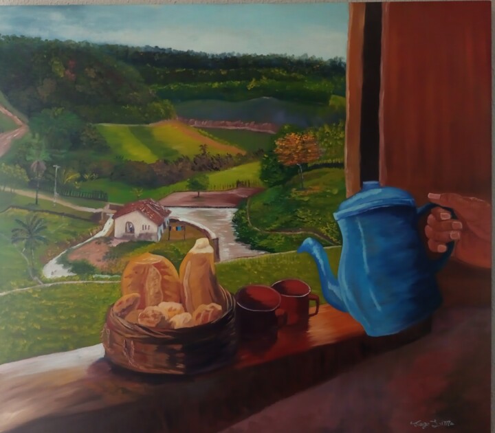 Peinture intitulée "Manhã na fazenda" par Tiago Lima, Œuvre d'art originale, Huile