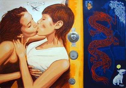 Peinture intitulée "FRENCH KISS (BAISER…" par Chris Tian, Œuvre d'art originale, Huile