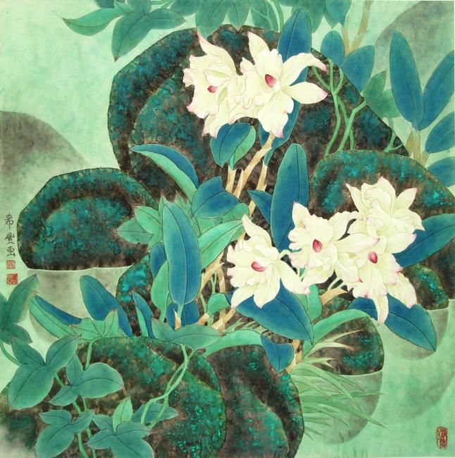 Painting titled "空谷佳人" by Tian Xi Feng, Original Artwork, Oil