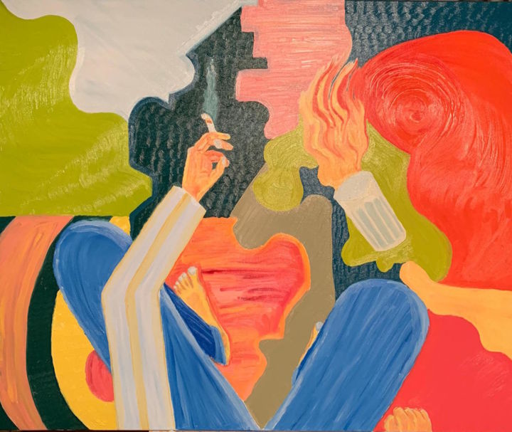Painting titled "Limbo and the Birth…" by Tiberiu Protopopescu, Original Art, Oil Mounted on Stretcher frame