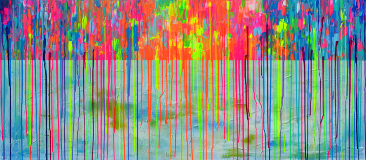 Painting titled "Rainbow Clouds" by Tiberiu Soos, Original Artwork, Acrylic