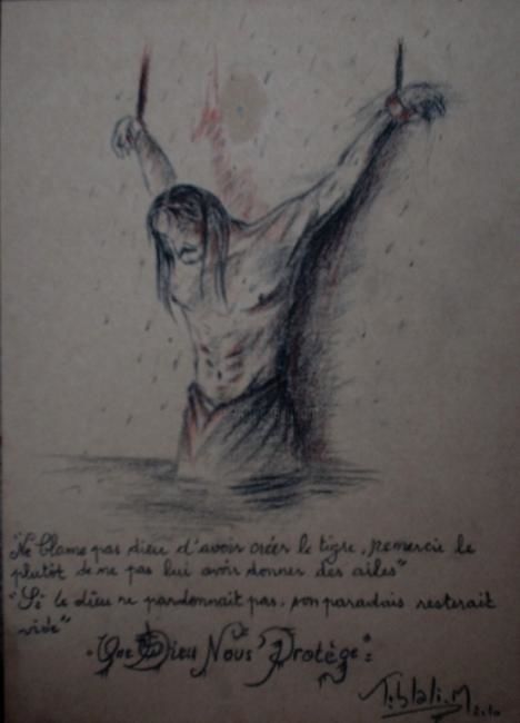 Drawing titled "l'homme" by Massinissa Tiblali, Original Artwork