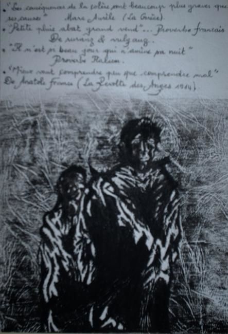 Drawing titled "liza et égoïsme" by Massinissa Tiblali, Original Artwork