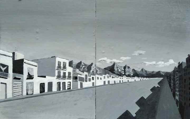 Painting titled "Street overview" by Tibor Probst, Original Art, Acrylic