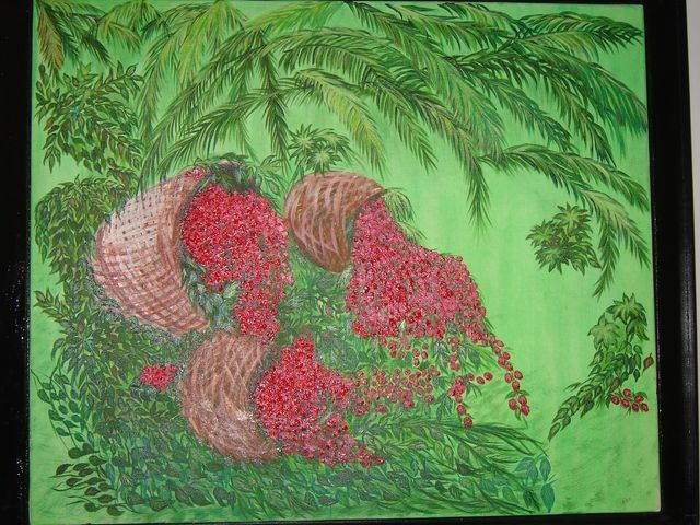 Pintura titulada "paniers de fruits" por Veronique Fpa, Obra de arte original