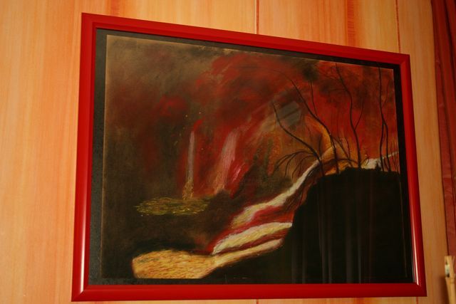 Pintura titulada "les laves du volcan" por Veronique Fpa, Obra de arte original