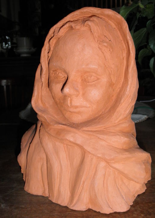 Skulptur mit dem Titel "jeune-fille.jpg" von Patricia Godard, Original-Kunstwerk, Terra cotta