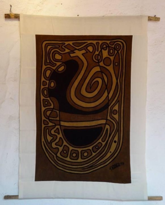 Textielkunst getiteld "Kotè" door Tidiane Ndongo, Origineel Kunstwerk, Acryl