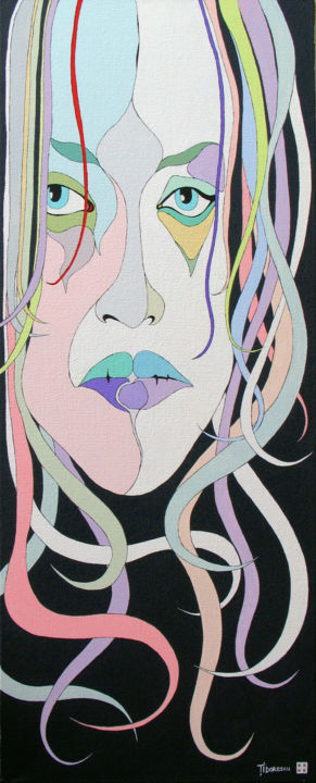 Schilderij getiteld "Sad girl" door Lucian Tidorescu, Origineel Kunstwerk, Olie