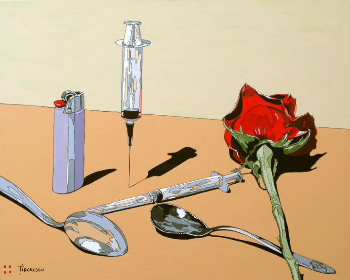 Peinture intitulée "Heroin 1" par Lucian Tidorescu, Œuvre d'art originale, Acrylique