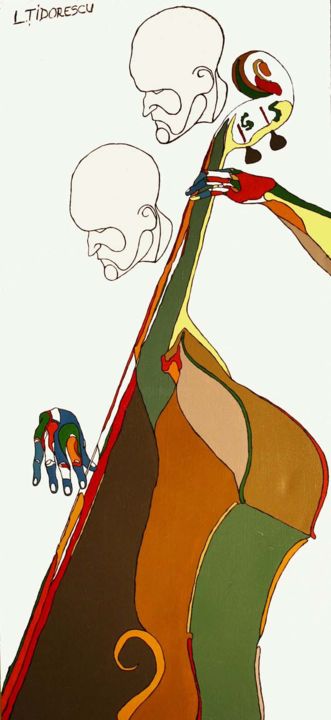 Картина под названием "Bass" - Lucian Tidorescu, Подлинное произведение искусства, Масло