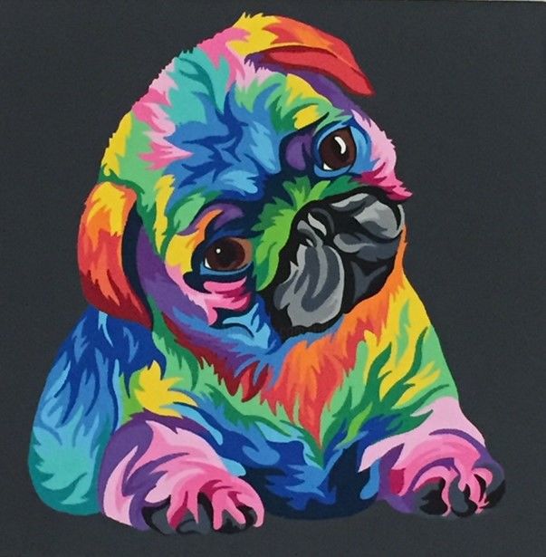 Peinture intitulée "BEBE CHIEN" par Tiffany M, Œuvre d'art originale, Acrylique