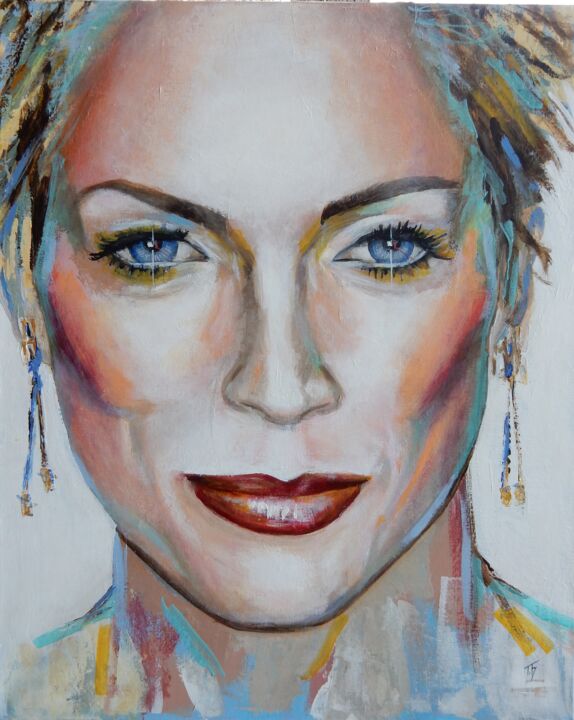 Painting titled "Sharon STONE" by Tify, Original Artwork, Acrylic