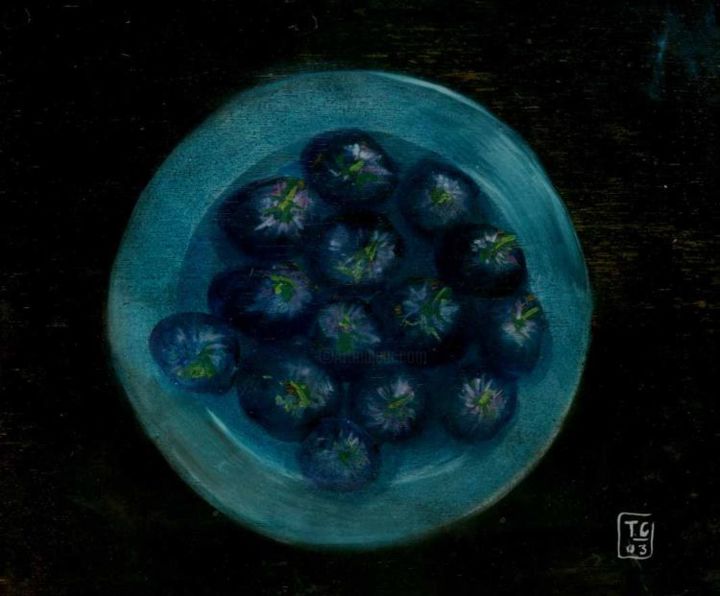 Peinture intitulée "assiette de figues…" par Koodertdz, Œuvre d'art originale, Huile