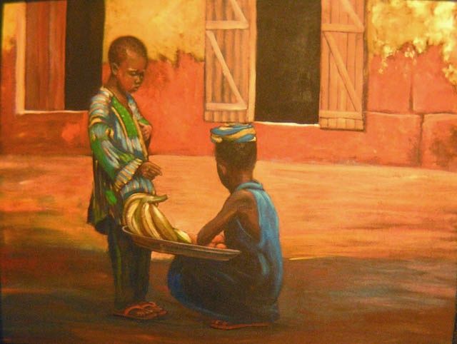 Painting titled "enfants, Porto-Novo…" by Koodertdz, Original Artwork