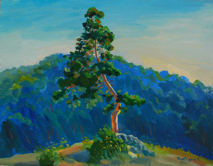Pintura intitulada "Lonely tree" por Tigran Avetyan, Obras de arte originais, Óleo
