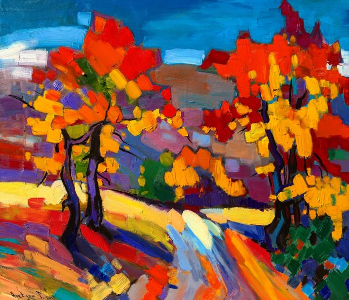 Painting titled "Autumn landscape#6" by Tigran Avetyan, Original Artwork, Oil