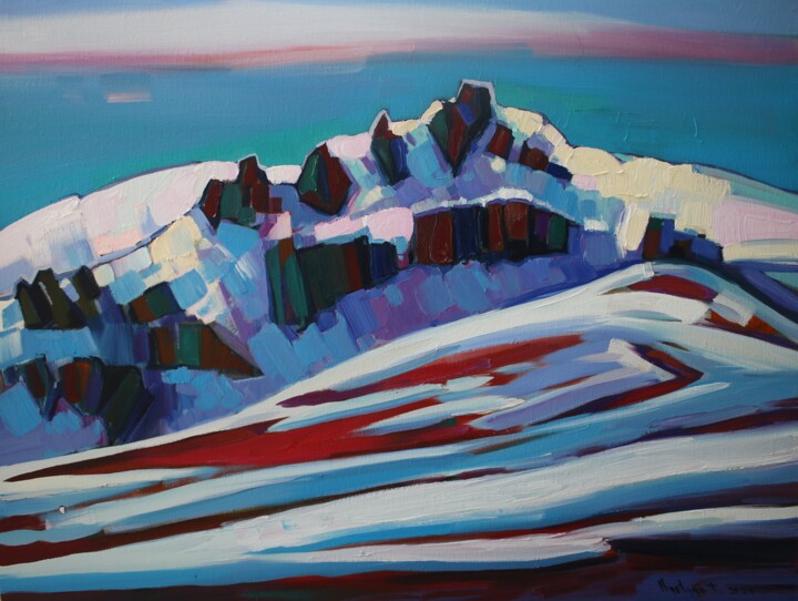 Pintura intitulada "Winter in the mount…" por Tigran Avetyan, Obras de arte originais, Óleo