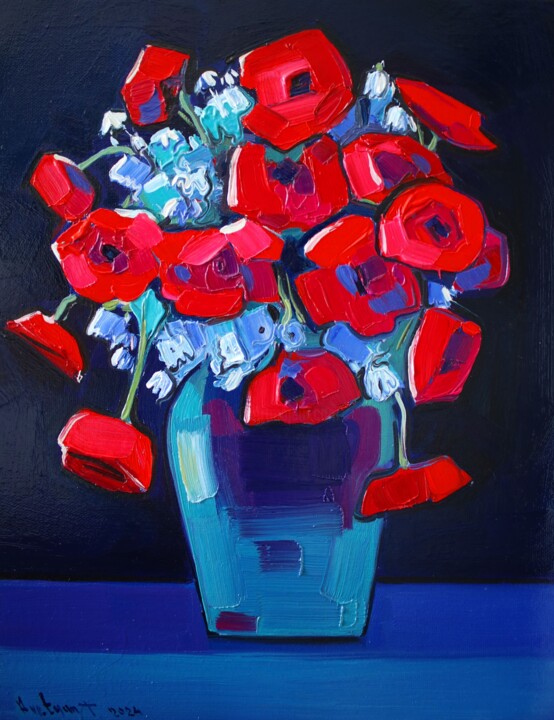 Painting titled "Flowers _2" by Tigran Avetyan, Original Artwork, Oil