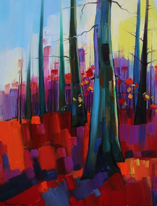 Картина под названием "Late autumn-2 (50x6…" - Tigran Aveyan, Подлинное произведение искусства, Масло Установлен на Подрамник