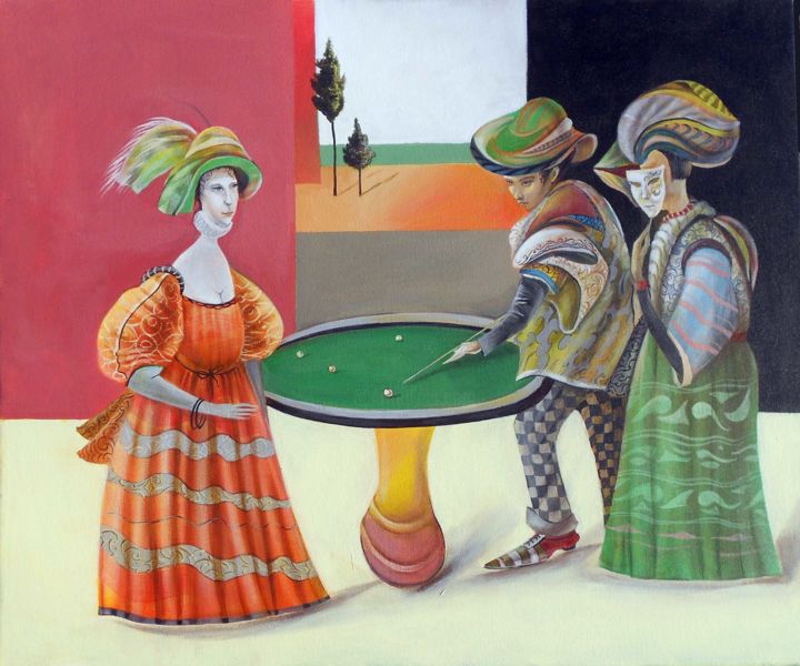 Painting titled "Biliard" by Tigran Harutyunyan, Original Artwork, Acrylic