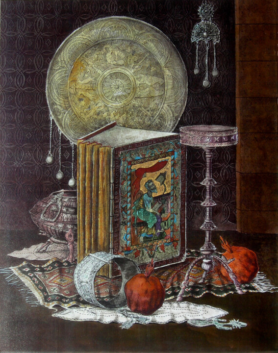 Ζωγραφική με τίτλο "armenian naturmorte…" από Tigran Harutyunyan, Αυθεντικά έργα τέχνης, Ακουαρέλα