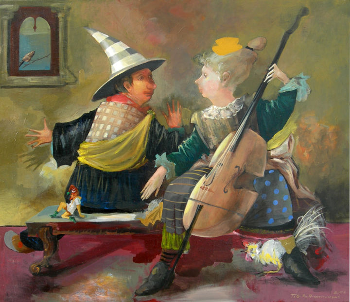 Peinture intitulée "clowns-love-sizes-7…" par Tigran Harutyunyan, Œuvre d'art originale, Huile