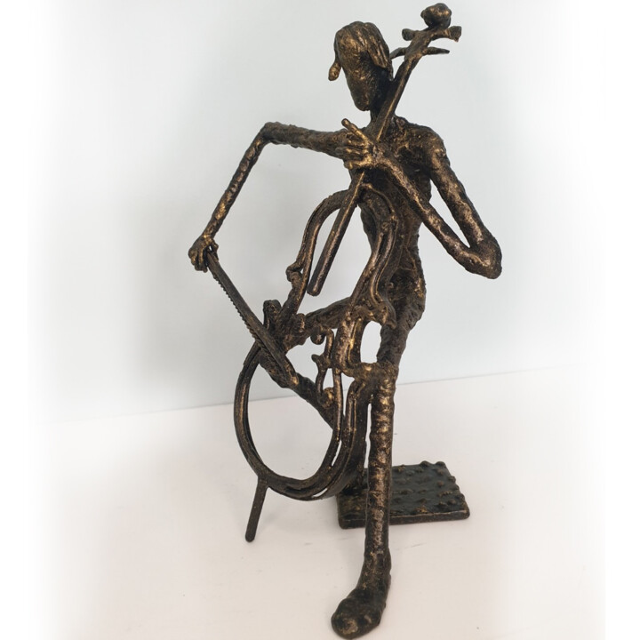 Sculpture titled "cello player" by Tihomir Sarajčić, Original Artwork, Metals