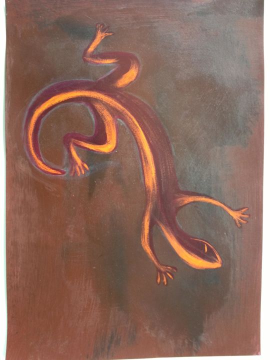 Malerei mit dem Titel "salamandre" von Bicenko Tika, Original-Kunstwerk