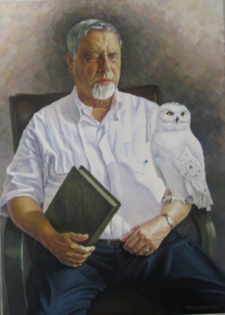 Painting titled "Retrato de um sego…" by Svetlana Tikhomirova, Original Artwork