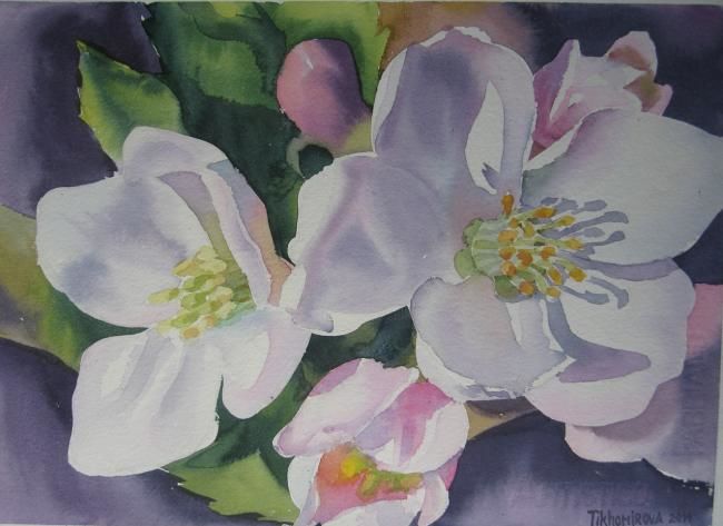 Painting titled "Flores.jpg" by Svetlana Tikhomirova, Original Artwork