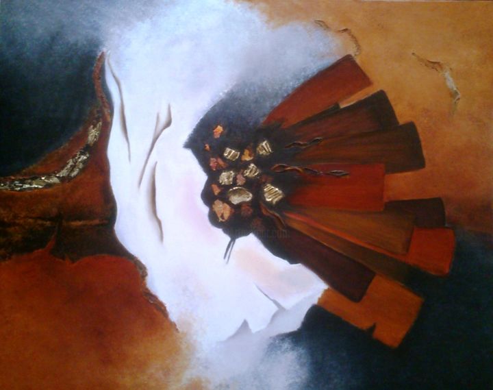 Peinture intitulée "fleur-d-artifice" par Tilou, Œuvre d'art originale, Huile