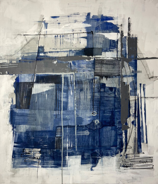 Pintura intitulada "Blue Notes #2" por Tim Malone, Obras de arte originais, Acrílico Montado em Armação em madeira