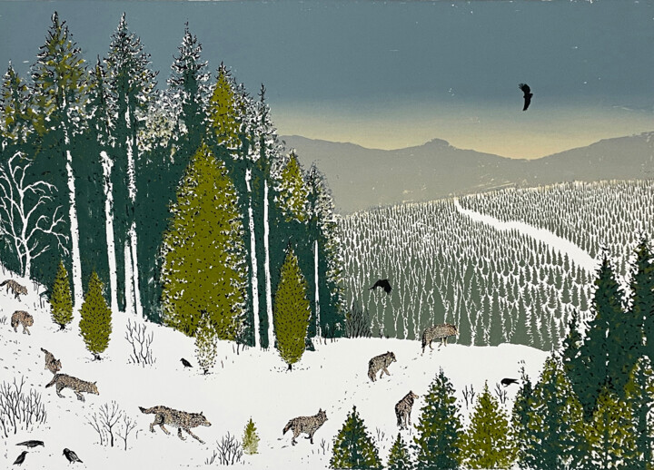 Printmaking titled "Running Wild" by Tim Southall, Original Artwork, Screenprinting