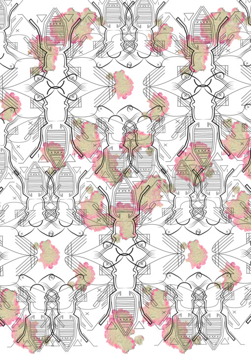 Digitale Kunst getiteld "bugs pattern" door Timacy Stuido, Origineel Kunstwerk, Digitaal Schilderwerk