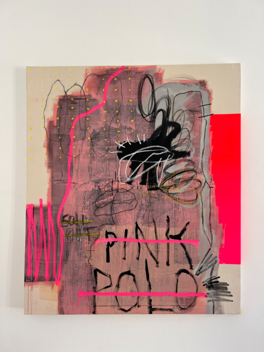 Malerei mit dem Titel "Pink Polo" von Tim Gotschim, Original-Kunstwerk, Acryl