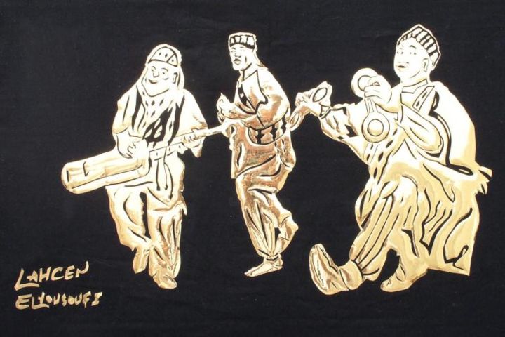Drawing titled "gnawa un chant afri…" by El Yousoufi Lahcen, Original Artwork