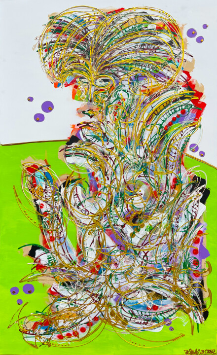 Painting titled "tribal king" by Timo Wedell, Original Artwork, Acrylic
