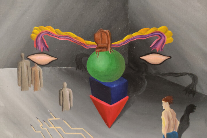 Schilderij getiteld "Geometric uterus" door Timofey W, Origineel Kunstwerk, Acryl