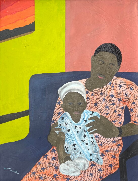 Ζωγραφική με τίτλο "Father's Embrace" από Timothy Olaniyi, Αυθεντικά έργα τέχνης, Ακρυλικό
