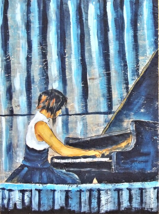 Pittura intitolato "Pianist" da Timothy Seery, Opera d'arte originale, Acrilico