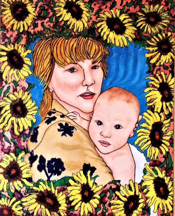 Malerei mit dem Titel "Mother and Child wi…" von Timothy Seery, Original-Kunstwerk, Acryl