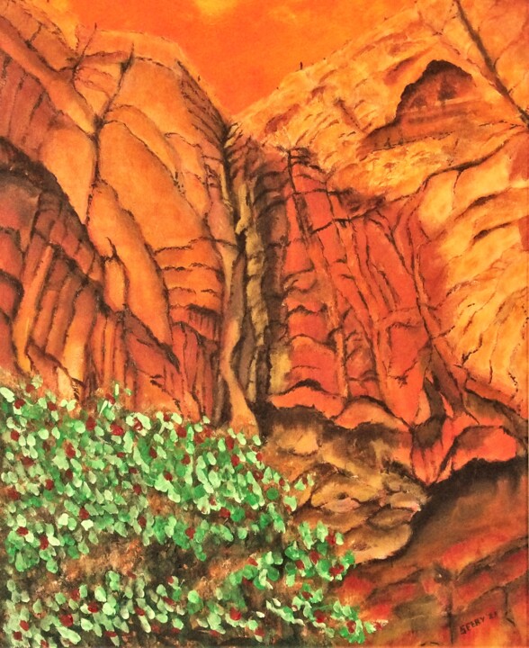 Peinture intitulée "Orange cliffs" par Timothy Seery, Œuvre d'art originale, Acrylique
