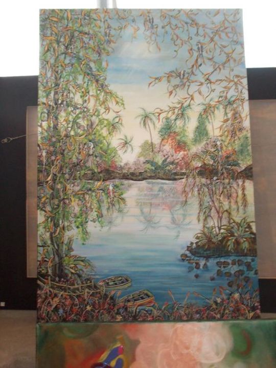 Painting titled "miami river" by Timothy Phillips, Original Artwork