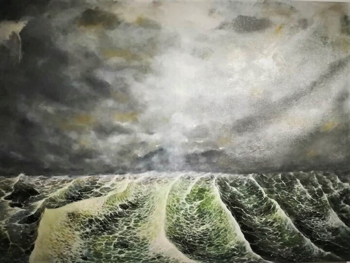 "ocean and waves 8" başlıklı Tablo Timuçin Akyürek tarafından, Orijinal sanat, Pigmentler