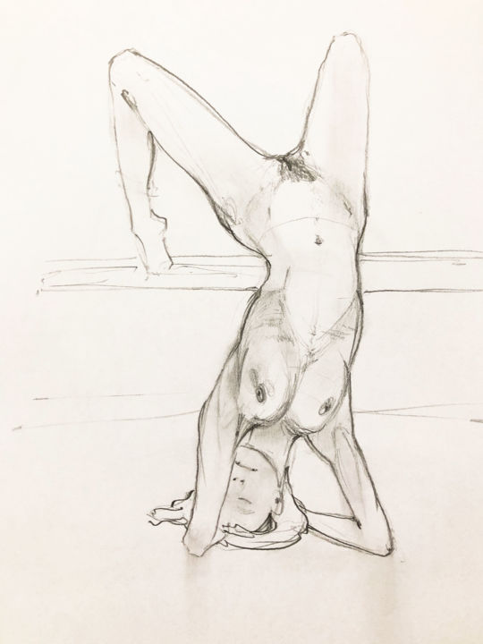 Drawing titled "Naked" by Timur Kulmakhanov, Original Artwork, Pencil
