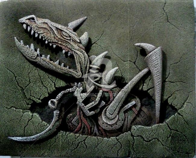 "dino relief" başlıklı Heykel Timur Tekbas tarafından, Orijinal sanat, Taş