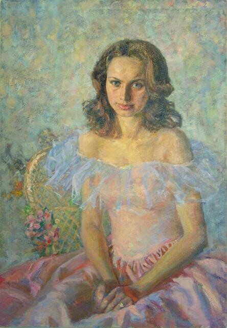Painting titled "Портрет Алёны" by Tin Gali, Original Artwork, Oil